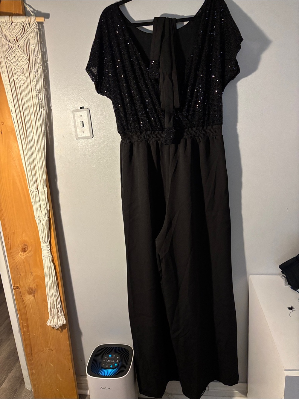 NWOT Black Sequin Wrap Top wide leg pantsuit - Classic Evening Style